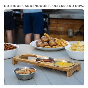 Juego de Tazones para Salsas de Acero Inoxidable Ecológico con Soporte de Bambú, Bandeja para Servir, para Salsas, Ketchup, Aperitivos, Buffet - Product Image 2