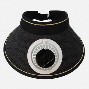 Chapeau de soleil pour femme avec ventilateur solaire rechargeable, visière ouverte en paille pour l'<span class=keywords><strong>extérieur</strong></span> - Product Image 2