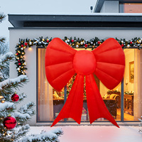 Grand nœud de Noël gonflable rouge avec lumières LED pour la décoration extérieure de la cour, énorme nœud lumineux gonflable pour les fêtes de fin d'année