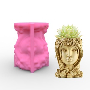 E-0006 Nieuwe Godin Meisje Vetplant Bloempot Silicone Mal Handleiding Beton Keramiek Potplanten Clay Mould Resin Ambachten - Product Image 3