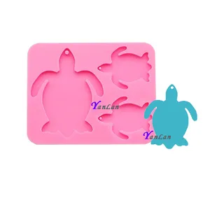 S606 Shiny animal keychain mold silicone turtle family mold for resin crafts diy