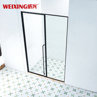 Weixing Cabine de douche de style moderne Noir mat 304 Cadre en acier inoxydable avec charnière en verre trempé Porte de douche