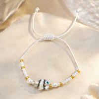 Bracelet extensible fait main en perles de verre et perles de rocaille colorées, motif poisson, pour femme, bijou de plage tropical délicat