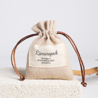 Sac en lin personnalisé avec logo OEM Lionwrapack, sac en coton avec cordon de serrage, pochette de rangement