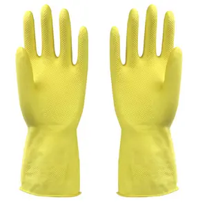 Latex flocklined cheap kitchen cleaning rubber Household washing Gloves