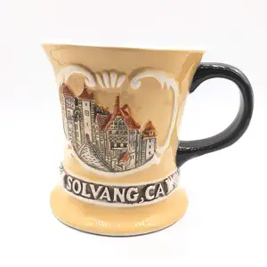 Danish Village Solvang California USA America 3D Emboss Handpainted Ceramics Coffee Mug Cup Handmade Craft Tourist Travel Souven