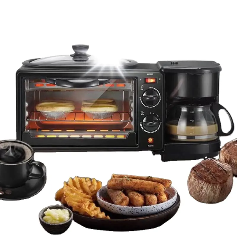 Fábrica 3 em 1 Home Breakfast Maker Set Egg Cake Maker Crepe Baking Machine 3 em 1 Breakfast Makers com Forno Pan Cafeteira