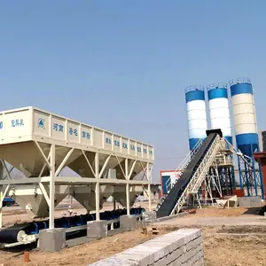 Fully automatic control system customized belt conveyor 75m3/h ready mix concrete plant batching price