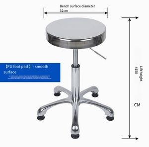 Tabouret pivotant moderne en acier inoxydable avec roulettes pour hôtel, salle à manger, hôpital, usage industriel - Conception durable à hauteur réglable - Product Image 3