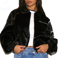 YuFan veste en cuir PU brillant personnalisé manteaux de conception de mode pour les femmes tenue décontracté