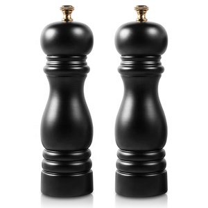 Juego de Molinillos Retro de Madera <span class=keywords><strong>y</strong></span> Aluminio para <span class=keywords><strong>Pimienta</strong></span> <span class=keywords><strong>Negra</strong></span> <span class=keywords><strong>y</strong></span> Sal, Estilo Retro - Product Image 1