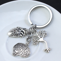 Porte-clés en forme de cellule nerveuse, cerveau et cœur, thème anatomie médicale, bijou pour sac de médecin et infirmière, cadeau