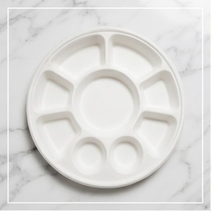 Barquettes à neuf compartiments compostables écologiques jetables en bagasse de canne à sucre pour la restauration et les événements - Product Image 3