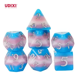 Udixi plastik RPG çokyüzlü dundunand Dragons d & d reçine pembe çok katmanlı zar seti gurur bayrakları