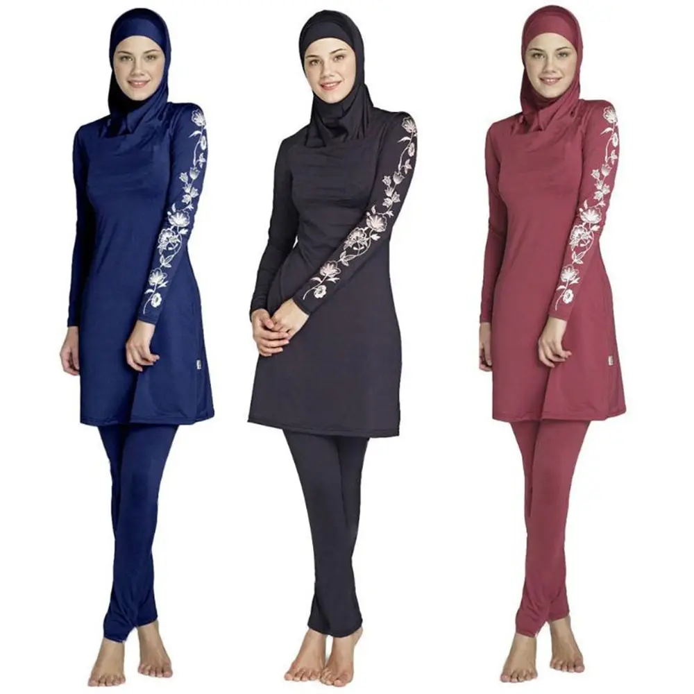 Muslim Swimwear Women Modest Islamic Swimsuit Full Coverage Bathing Suit with Hijab 3pcs Sun Protection Plus Size 6XL
