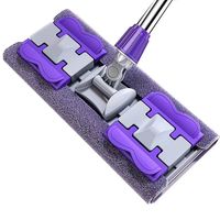 Serpillère plate à manche pliable en acier, avec tampon amovible et lavable, auto-essorage sans seau, pour sols durs et carrelages, séchage rapide, rechargeable