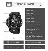 Jam Tangan Digital SKMEI 2226 Pria Layar Ganda Tali TPU Tahan Air 50M Pesan Grosir Multi-warna untuk Olahraga Luar Ruangan Langsung dari Pabrik