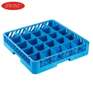 Jiwins NSF azul 25 compartimentos almacenamiento copa de vino estante y extensor de plástico estándar estante de vidrio lavavajillas para cocina de Hotel