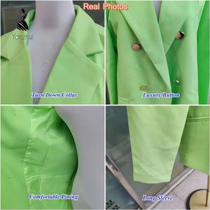 YZ İlkbahar Sonbahar Kadın Uzun Kollu Düz Renk Düğmeli <span class=keywords><strong>Blazer</strong></span> Ceket Slim Fit Resmi Ofis Kadınları Çok Satan Ceket - Product Image 4