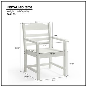 DB Pure <b>White</b> Patio <b>Dining</b> <b>Chair</b> with Armset Set of 2 Imitation Wood Grain Texture Wexture Made of HIPs Material - Product Image 6