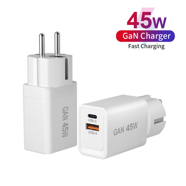CE  45W 1C1A GAN Type C Wall Charger, Fast Charging USB-C Power Adapter for Smartphones EU US UK AU Argentina Plug