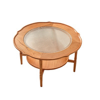 Dreamhuse – Table basse en bois et verre de style japonais, salon créatif, appartement, maison, fleur, ensemble de Table à thé ronde et haute