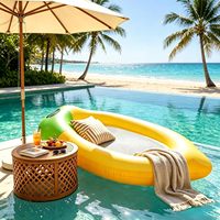 Hamac gonflable en forme de citron, chaise longue flottante en maille pour piscine, lit flottant portable pour piscine, idéal pour les fêtes estivales à la plage