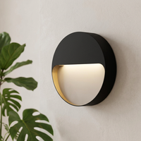Applique murale extérieure LED ronde en polycarbonate IP65 étanche 6W pour patio, clôture, jardin, porche, escaliers