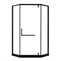 Cabine de douche d'angle moderne pour appartement, avec cadre en acier inoxydable brossé, double porte coulissante en verre de 8 mm d'épaisseur, pour usage hôtelier, Baide