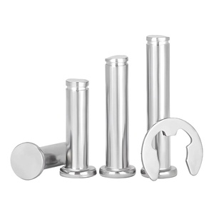 Goupille cylindrique professionnelle en acier inoxydable à tête plate, à rainure pour roulement, type E, avec clip ZC ZC-1209 et rondelle plate en pouces - Product Image 1
