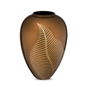 Urne Funéraire Plume de Paon en Cuivre Marron Métallique avec Incrustation de Veines Dorées, Couvercle Dôme Arrondi et Corps Lisse pour Cendres Commémoratives - Product Image 3