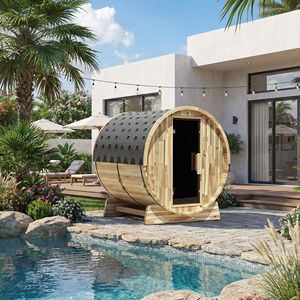 Sauna de Barril de Estilo Nórdico para Exteriores, Cabina de Sauna de Vapor Ecológica de Cedro Rojo para Jardín Moderno, Paisajismo y Bienestar en el Hogar - Product Image 6