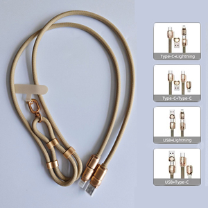 Cable de Carga Rápida 4 en 1 Tipo C, Cable USB con Correa Ajustable para Colgar, Cordón Antirrobo para Teléfono, Cables de Datos Trenzados Resistentes - Product Image 2