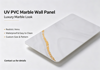 Panneau mural en marbre PVC UV, plaque en plastique marbré avec revêtement UV pour la décoration murale intérieure