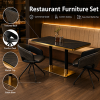 Juego de Comedor Moderno para Restaurante con Cubierta de Mármol y Estructura de Grado Comercial - Asientos de Lujo para Cafetería, Hotel, Bistro