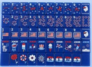 Juego de Fichas de Mahjong Americanas de Acrílico Grabadas en Azul Patriótico de Lujo Personalizado, con Tapete y Soportes, Regalos para Mesa de Mahjong, Entretenimiento de <span class=keywords><strong>Casino</strong></span> - Product Image 3