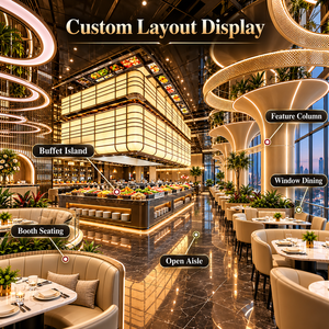 Solución de equipamiento interior para restaurantes buffet comerciales, personalizada OEM ODM, para proyectos de nuevas empresas de catering. - Product Image 2