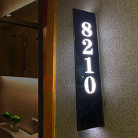 Plaque de porte moderne rétroéclairée par LED, numéro de maison personnalisé, panneau lumineux vertical en acrylique pour hôtel, appartement, maison