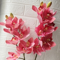 Hochwertige 10-Köpfige Handgefertigte Latex Künstliche Realistische Weiße Rosa Cymbidium-Orchideen für Hochzeits- und Heimdekoration