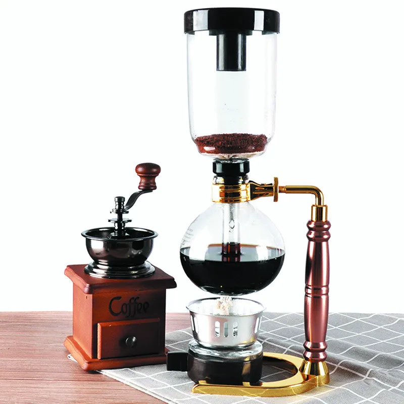 Syphon pembuat kopi, alat pembakar alkohol meja 5 cangkir sifon Kaca (sifon)