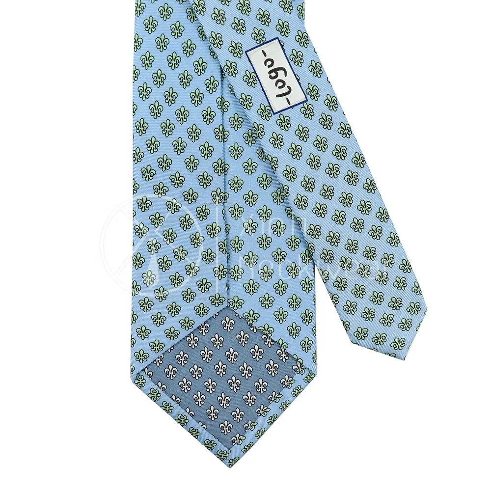 2022 Zhejiang поставщики чистый шелк печать цветок De Lis Галстуки Роскошные Синие Премиум галстуки для мужчин