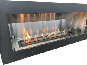 Chimenea de gas reclusa moderna en acabado de acero inoxidable cepillado Quema limpia Instalación de tipo de inserción de Calefacción Eficiente para el hogar - Product Image 4