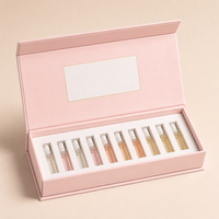 Coffret de parfums minimaliste en carton pliable avec finition en carton pastel pour lancement d'organisateur de parfums en vente au détail