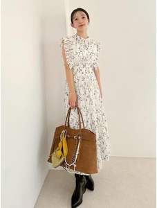 ซัสเทนาเดรสลำลองฤดูร้อนของผู้หญิงเดรสลายดอกไม้ยาวถึงพื้นแต่งระบายธรรมชาติพิมพ์ลายดิจิตอลซักได้ - Product Image 6