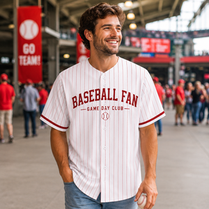 Camiseta de Béisbol Personalizada con Franjas, Nombre del Equipo y Número, con Botones, para el Día del Partido - Product Image 1
