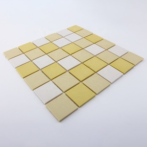 Thiết kế hiện đại vuông màu trắng và màu vàng phòng tắm <span class=keywords><strong>backsplash</strong></span> Gạch Mosaic gốm - Product Image 3