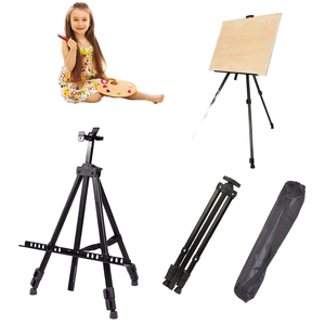 Chevalet de peinture pliable en aluminium avec toile foncée VISICO ES-2160B, chevalet de sol en métal pour artistes - Product Image 1