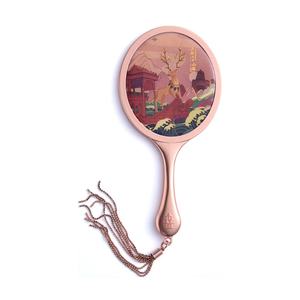 Rose Gold Color High Quality Luxury Support Custom Logo Metal Handheld Epoxy Logo <b>Compact</b> <b>Mirror</b> With Tassel - Product Image 2