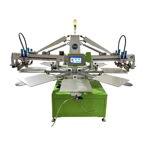 Automatic 2 Color 8 Station Screen Printing Machine With Flash Dryer For Fabric T-shirt