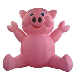 Free Door Shipping Outdoor Advertising Giant Inflatable Pink Pig Cartoon Ground Balloon for Sale